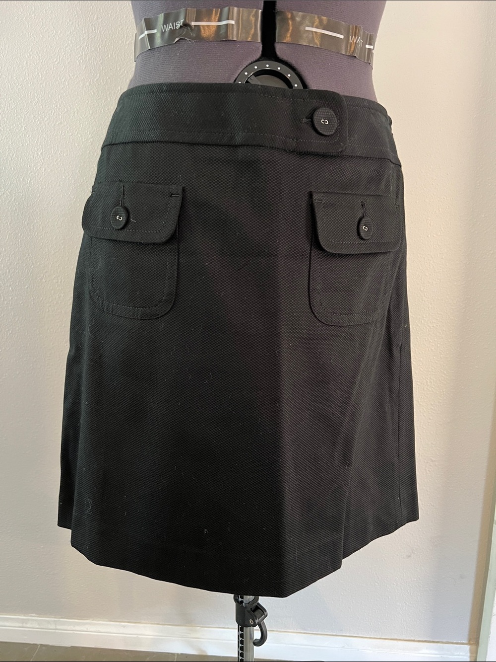 LOFT Black Mini Skirt with Front Flap Pockets